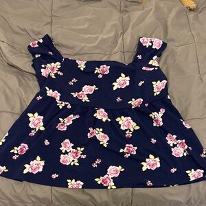 Torrid Navy Floral Blouse